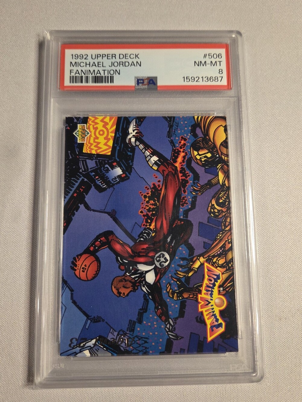 1992 Upper Deck Michael Jordan Fanimation #506 -PSA 8 Bold Red & Blue Artwork